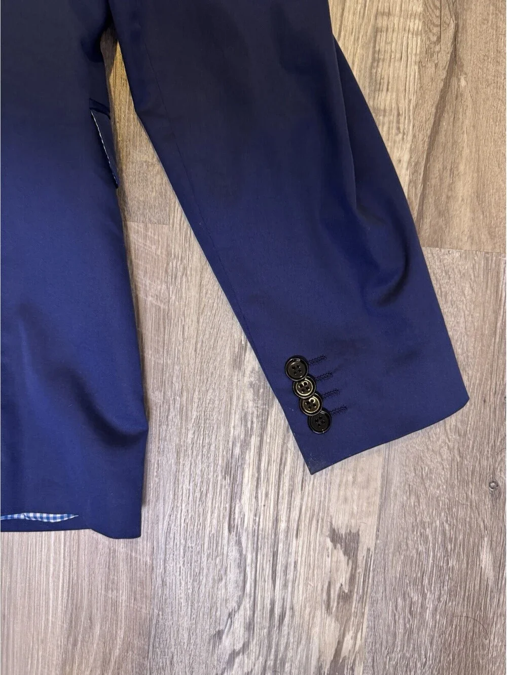 Express Photographer Men’s 42R Fitted Blue Blazer Cotton Stretch 2 Button